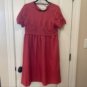 Pink crochet neck dress